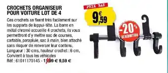 Outiror Crochets Organisateur Pour Voiture - Lot De 4 offre