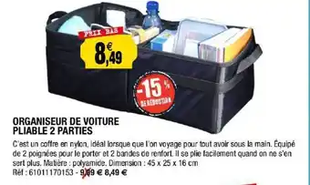 Organiseur De Voiture Pliable 2 Parties