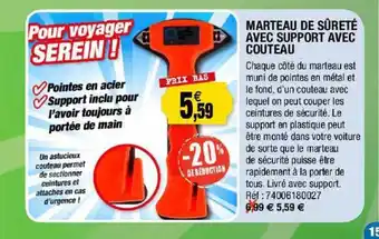 Outiror Marteau De Sûreté Avec Support Avec Couteau offre