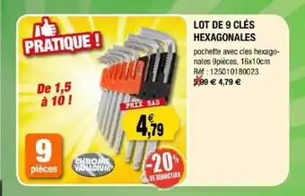 Outiror Lot De 9 Clés Hexagonales offre