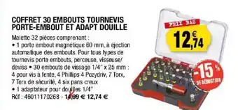 Coffret 30 Embouts Tournevis Porte-embout Et Adapt Douille