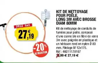 Outiror Kit De Nettoyage Pour Poêle, Long 3m Avec Brosse Diam 80 Mm offre