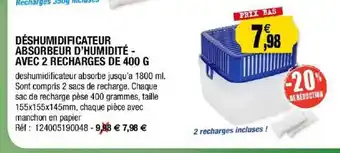 Déshumidificateur Absorbeur D'humidité - Avec 2 Recharges De 400 G