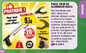 Outiror Pince 76 Cm En Aluminium Kinzo offre