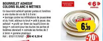 Outiror Bourrelet Adhésif Coloris Blanc 6 Mètres offre