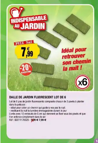 Outiror Dalle De Jardin Fluorescent Lot De 6 offre