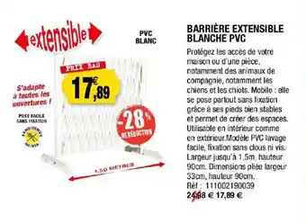 Barrière Extensible Blanche Pvc