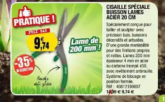 Outiror Cisaille Spéciale Buisson Lames Acier 20 Cm offre