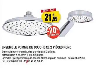 Ensemble Pomme De Douche Xl 2 Pièces Rond