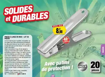 Outiror Pinces à Linge En Inox - Lot 20 Pièces offre