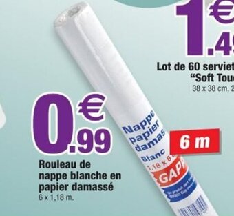 Bazarland Rouleau de nappe blanche en papier damassé offre