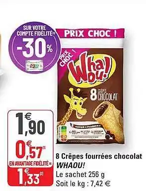 G20 8 Crêpes Fourrées Chocolat Whaou! offre