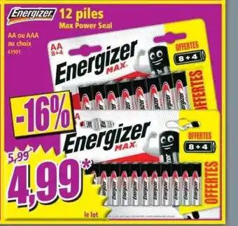 Norma 12 Piles Max Power Seal Energizer 1 offre