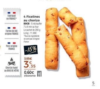 Thiriet 4 Ficelines Au Chorizo offre