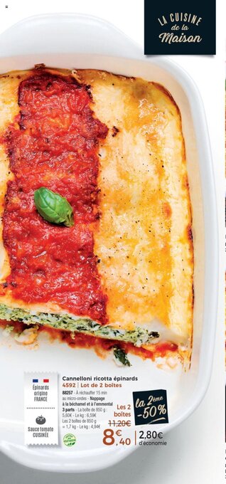 Thiriet Cannelloni Ricotta épinards offre