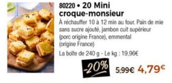 Thiriet 20 Mini croque-monsieur offre