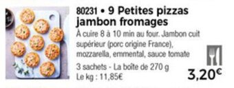 Thiriet 9 Petites pizzas jambon fromages offre