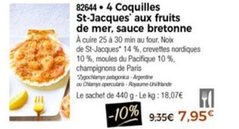 Thiriet 4 Coquilles st-jacques offre