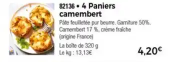 Thiriet 4 Paniers camembert offre