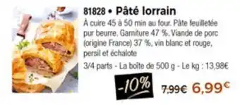 Thiriet Pâté lorrain offre