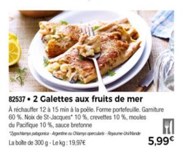 Promo 2 Galettes aux fruits de mer chez Thiriet