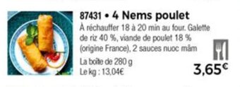 Thiriet 4 Nems poulet offre