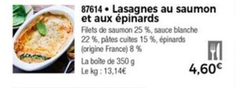 Thiriet Lasagnes au saumon et aux épinards offre
