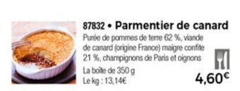 Thiriet Parmentier de canard offre