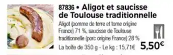 Thiriet Aligot et saucisse de toulouse traditionnelle offre