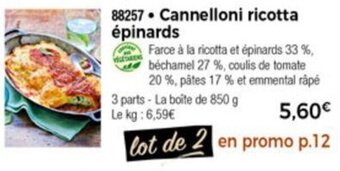 Thiriet Cannelloni ricotta épinards offre