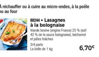 Thiriet Lasagnes à la bolognaise offre