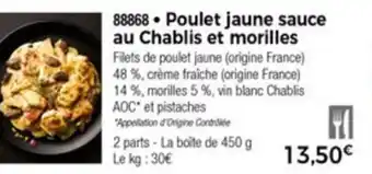 Thiriet Poulet jaune sauce au chablis et morilles offre