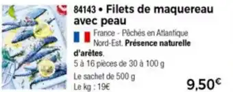 Thiriet Filets de maquereau avec peau offre