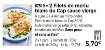 Thiriet 2 Filets de merlu blanc du cap sauce vierge offre