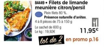 Thiriet Filets de limande meunière citron/persil offre