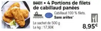 Thiriet 4 Portions de filets de cabillaud panées offre