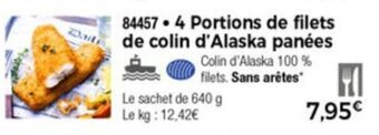 Thiriet 4 Portions de filets de colin d'Alaska panées offre