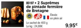 Thiriet 2 Suprêmes de pintade fermière de Bretagne offre