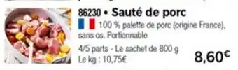 Thiriet Sauté de porc offre