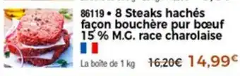 Thiriet 8 Steaks hachés facon bouchère pur bœuf offre