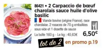 Thiriet 2 Carpaccio de bœuf charolais sauce huile d'olive basilic offre