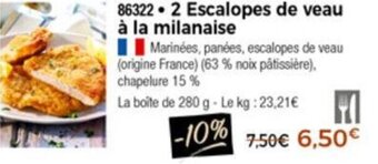 Thiriet 2 Escalopes de veau à la milanaise offre