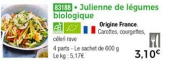 Thiriet Julienne de légumes biologique offre