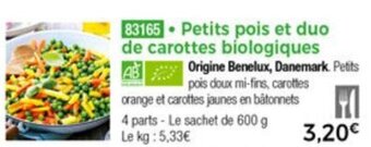 Thiriet Petits pois et duo de carottes biologiques offre