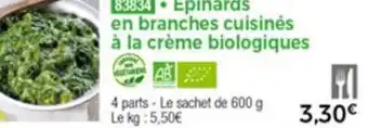 Épinards en branches à la crème