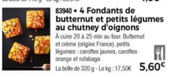 Thiriet 4 Fondants de butternut et petits légumes au chutney d'oignons offre