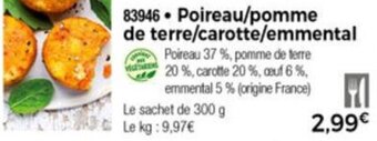 Thiriet Poireau/pomme de terre/carotte/emmental offre