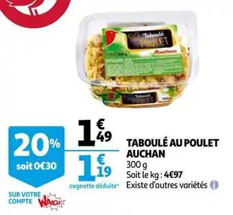 Auchan Auchan taboulé au poulet offre