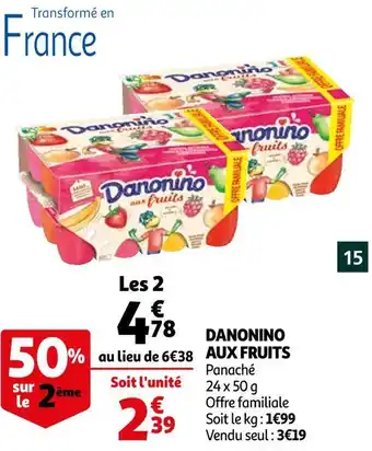 Auchan Danonino danonino aux fruits offre