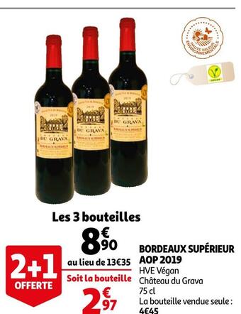 Auchan Château du grava bordeaux supérieur aop 2019 offre